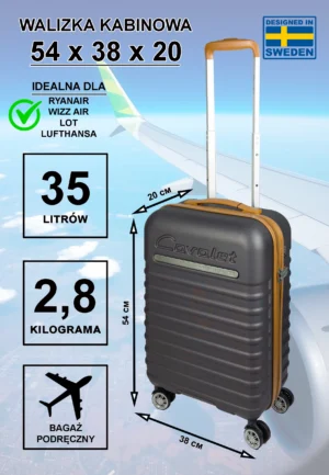 Walizka kabinowa Cavalet Pasadena antracytowa