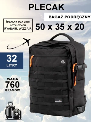 Plecak duży kabinowy Moorhead czarny