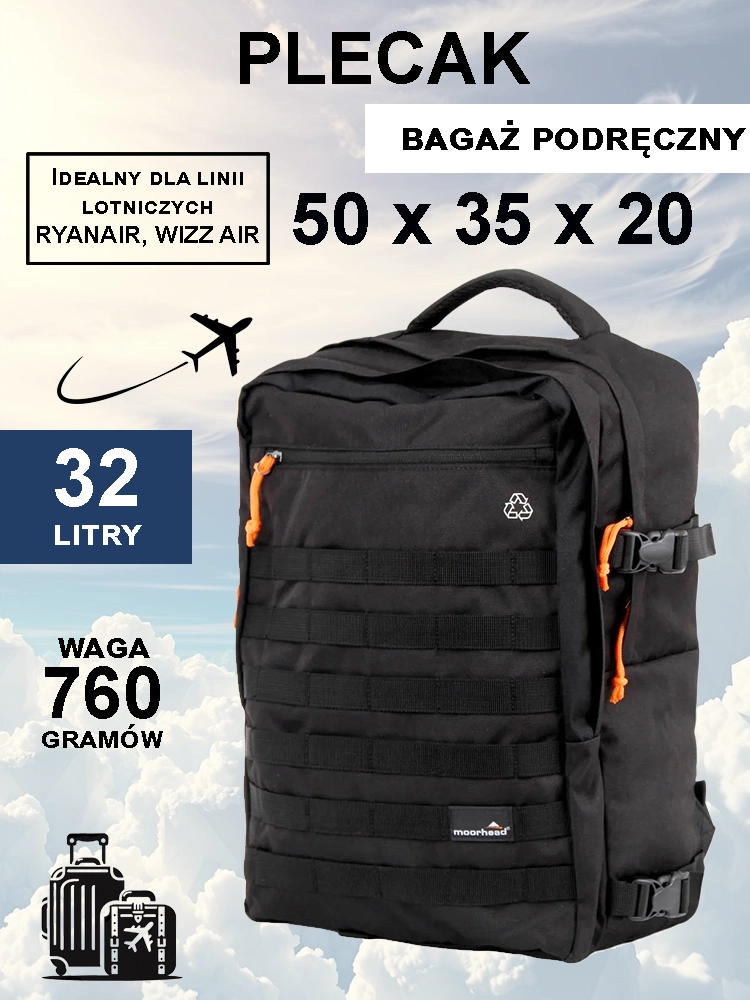 Plecak duży kabinowy Moorhead czarny