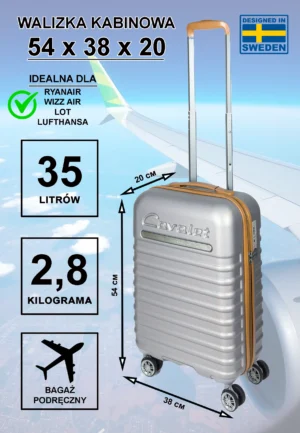 Walizka kabinowa Cavalet Pasadena srebrna