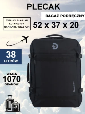 Plecak-torba kabinowa Discovery Andes czarny 52x37x20