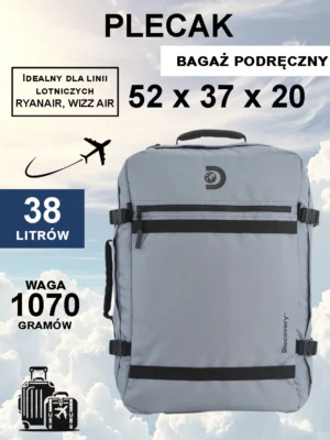 Plecak-torba kabinowa Discovery Andes szary 52x37x20