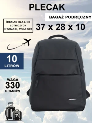 Plecak kabinowy antykradzieżowy Discovery Urban czarny