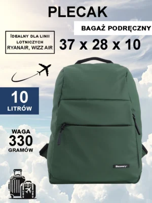 Plecak kabinowy antykradzieżowy Discovery Urban zielony