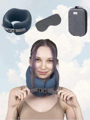 Poduszka na szyję do samolotu granatowa